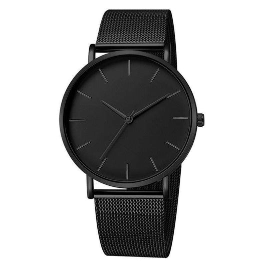 2019 新款女士手表网状表带不锈钢模拟石英腕表简约女士商务奢华黑色手表