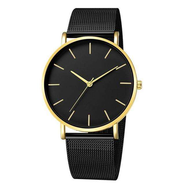 2019 New Arrival Women Watch Mesh Band Stainless Steel Analog Quartz Wristwatch Minimalist Lady Business Luxury Black Watches - Utoper