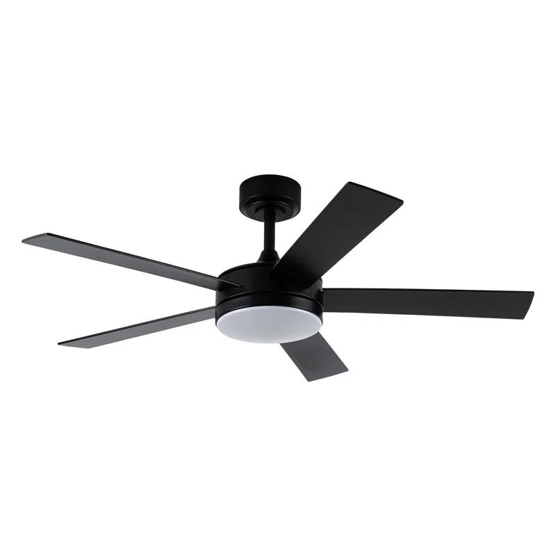 48" 5 - Blade Modern Black Ceiling Fan with LED Lights and Remote Control