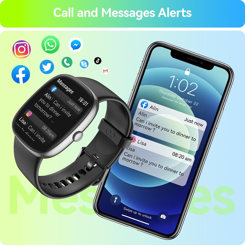 anyloop智能手表男性女性24/7心率血氧监测睡眠跟踪，46毫米37克步进卡路里计数器健身手表活动追踪器为iOS和Android手机