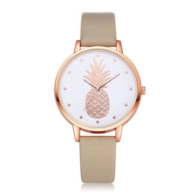 Fashion 2019 Womens Men Pineapple Faux Leather Analog Quartz Watch Women's quartz watch zegarek damski reloj mujer Q - Utoper