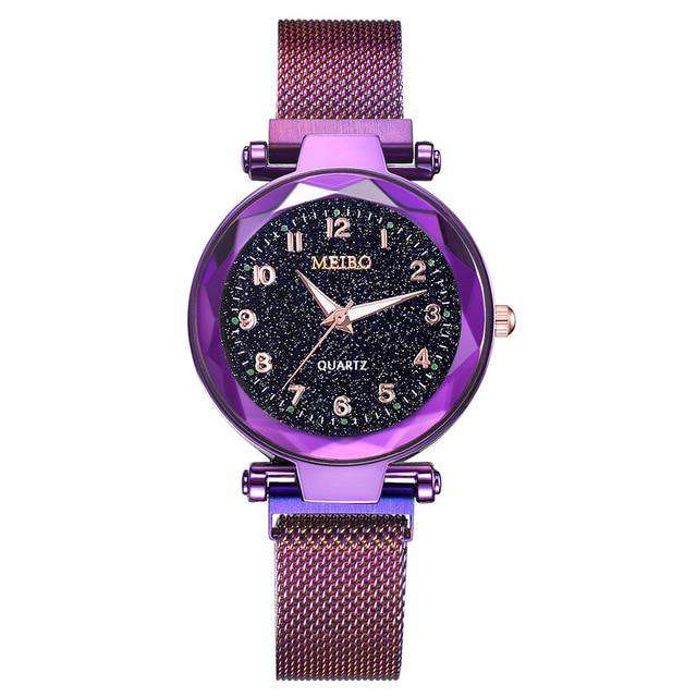 Fashion Starry Sky Flat Glass Quartz Mesh With Magnetic Buckle Ladies Watch women watch Dress watch Party decoration gifts for - Utoper