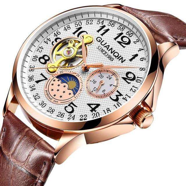 G GUANQIN 2019 men's watches top brand luxury business Automatic clock Tourbillon waterproof Mechanical watch relogio masculino Utoper