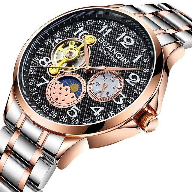 A GUANQIN 2019 men's watches top brand luxury business Automatic clock Tourbillon waterproof Mechanical watch relogio masculino Utoper