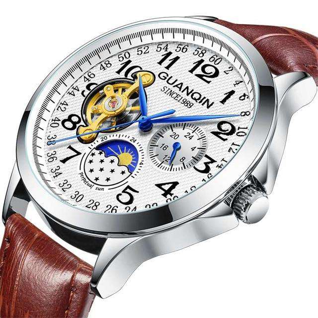J GUANQIN 2019 men's watches top brand luxury business Automatic clock Tourbillon waterproof Mechanical watch relogio masculino Utoper