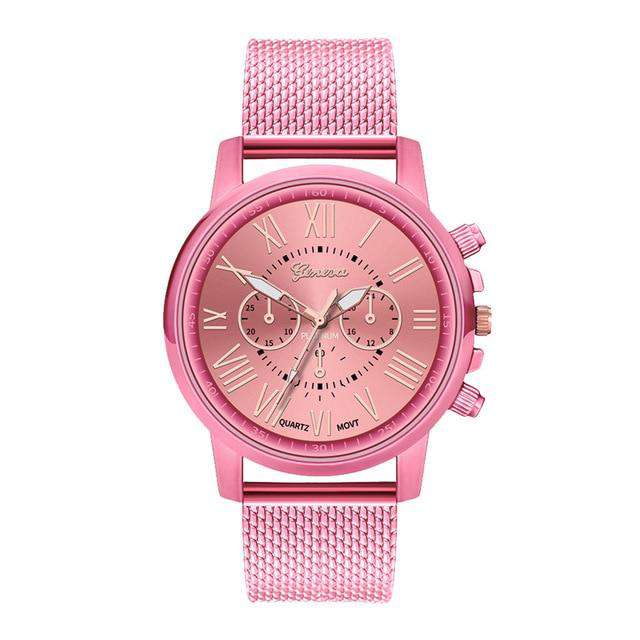 pink-4 Hot Selling GENEVA Women's Casual Silicone Strap Quartz Watch Top Brand Girls Bracelet Clock WristWatch Women Relogio Feminino F Utoper