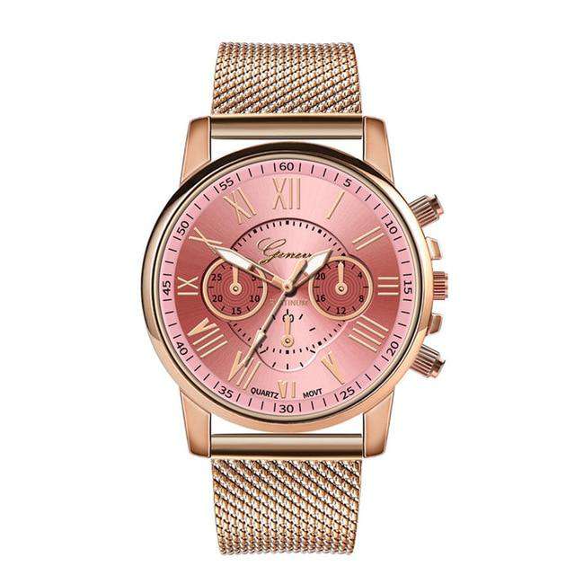Pink Hot Selling GENEVA Women's Casual Silicone Strap Quartz Watch Top Brand Girls Bracelet Clock WristWatch Women Relogio Feminino F Utoper