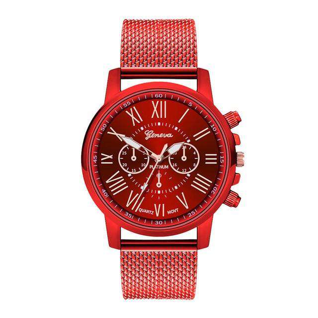 red-6 Hot Selling GENEVA Women's Casual Silicone Strap Quartz Watch Top Brand Girls Bracelet Clock WristWatch Women Relogio Feminino F Utoper