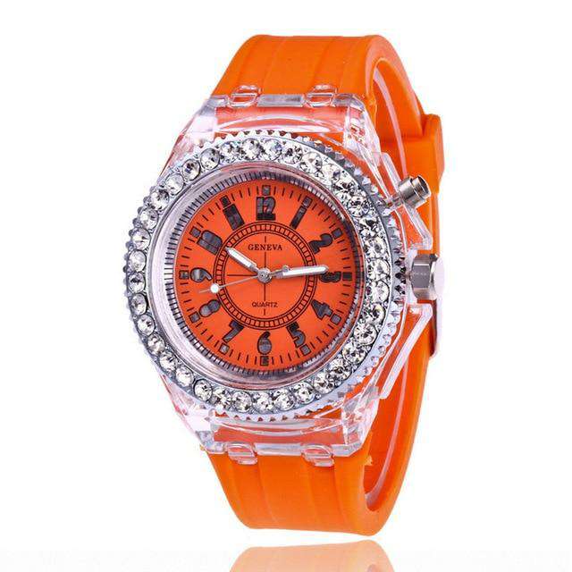 orange LED Flash Luminous Watch Personality trends students lovers jellies men's watches light Wrist Watches reloj mujer часы женские Utoper