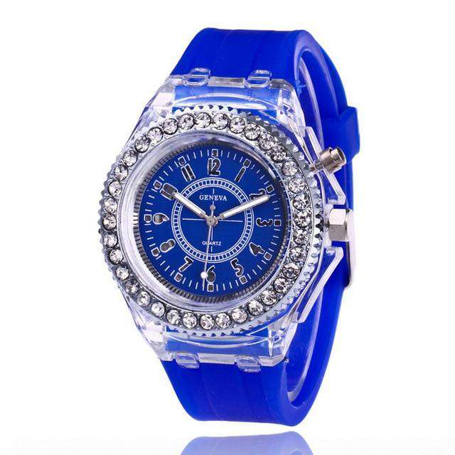 blue LED Flash Luminous Watch Personality trends students lovers jellies men's watches light Wrist Watches reloj mujer часы женские Utoper
