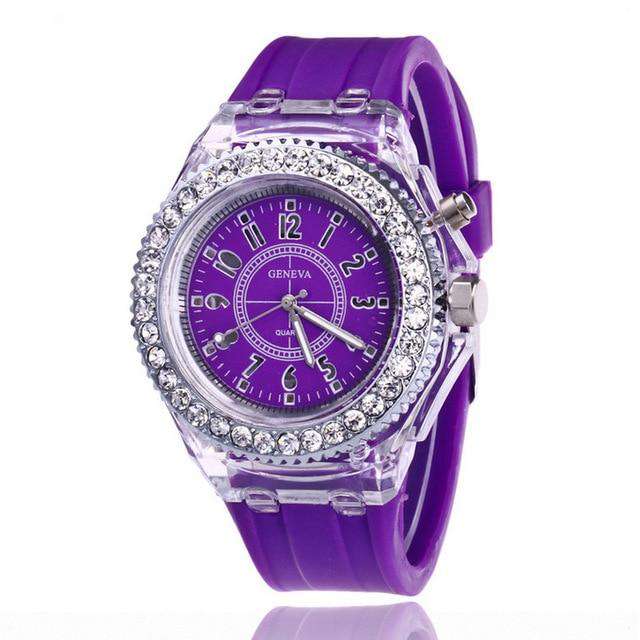 purple LED Flash Luminous Watch Personality trends students lovers jellies men's watches light Wrist Watches reloj mujer часы женские Utoper