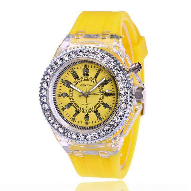 yellow LED Flash Luminous Watch Personality trends students lovers jellies men's watches light Wrist Watches reloj mujer часы женские Utoper