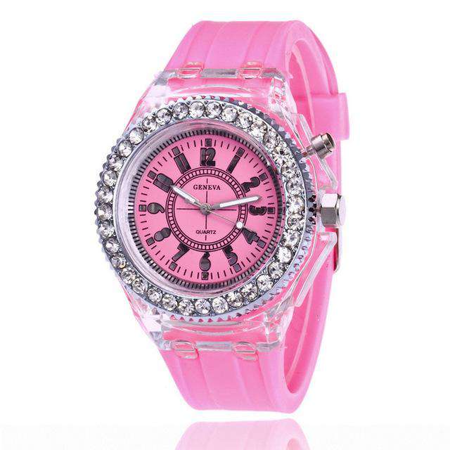 pink LED Flash Luminous Watch Personality trends students lovers jellies men's watches light Wrist Watches reloj mujer часы женские Utoper