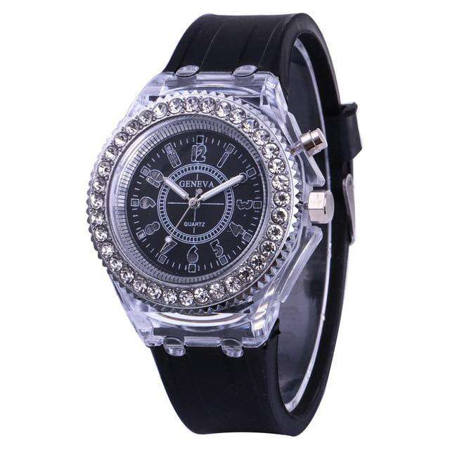 black LED Flash Luminous Watch Personality trends students lovers jellies men's watches light Wrist Watches reloj mujer часы женские Utoper