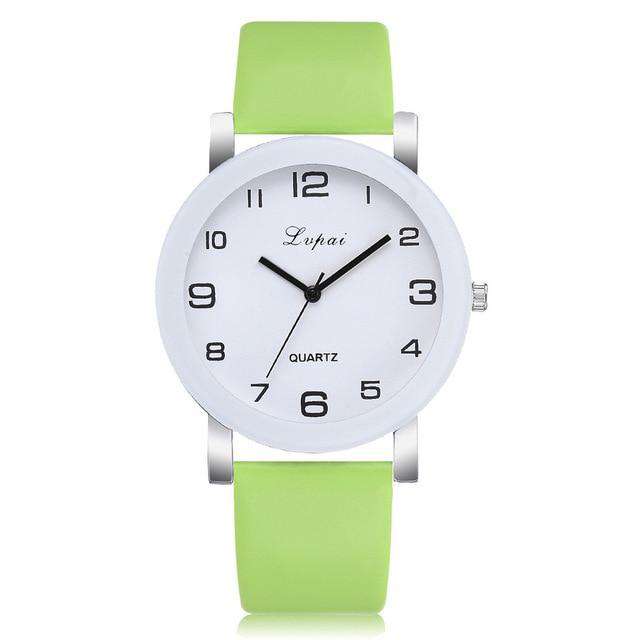 Green LVPAI Woman's Watch Fashion Simple White Quartz Wristwatches Sport Leather Band Casual Ladies Watches Women Reloj Mujer Ff Utoper