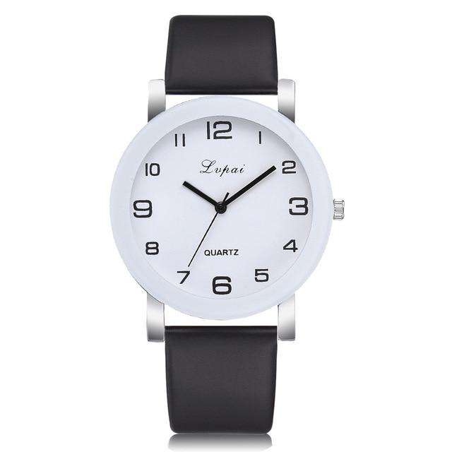 Black LVPAI Woman's Watch Fashion Simple White Quartz Wristwatches Sport Leather Band Casual Ladies Watches Women Reloj Mujer Ff Utoper