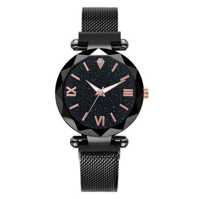 Black Luxury Women Watches Fashion Elegant Magnet Buckle Vibrato Purple Ladies Wristwatch 2019 New Starry Sky Roman Numeral Gift Clock Utoper