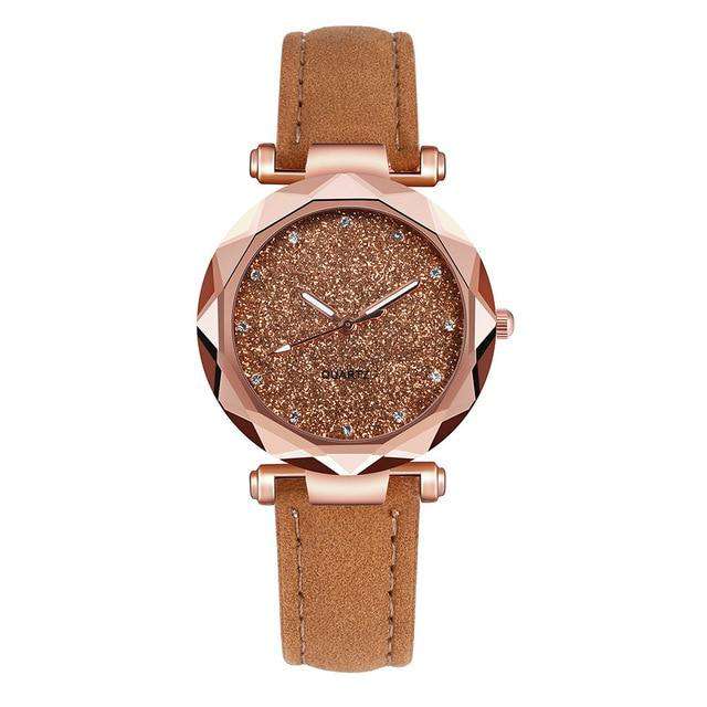 Brown New Luxury Rhinestone Bracelet Watch Women Starry Sky Watches Ladies Wristwatch Relogio Feminino Reloj Mujer Montre Femme Clock Utoper
