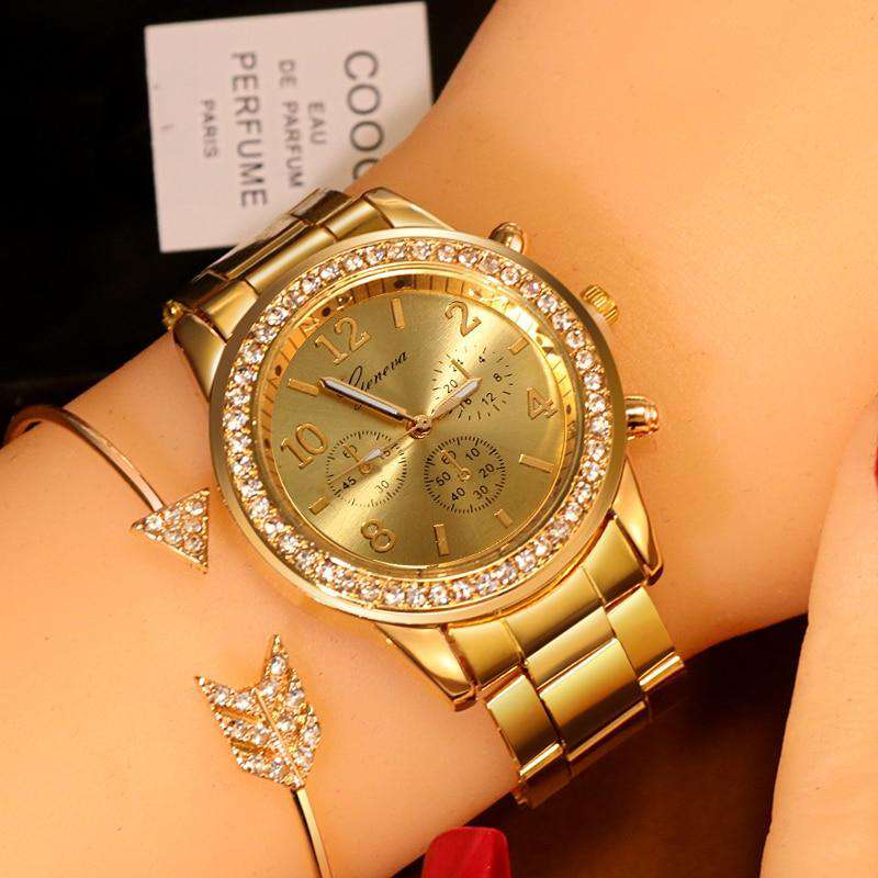 New Watch Women Classic Geneva Luxury Ladies Watches Womens Full Steel Crystal Relogio Feminino Reloj Mujer Metal Wristwatch Utoper