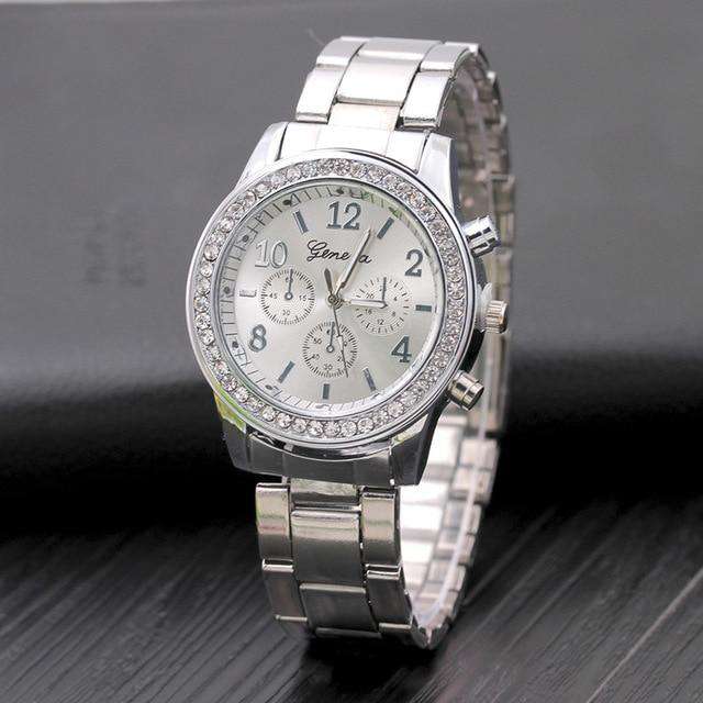 Silver New Watch Women Classic Geneva Luxury Ladies Watches Womens Full Steel Crystal Relogio Feminino Reloj Mujer Metal Wristwatch Utoper