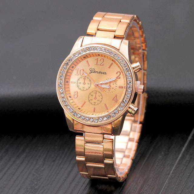 ROSE-GOLD New Watch Women Classic Geneva Luxury Ladies Watches Womens Full Steel Crystal Relogio Feminino Reloj Mujer Metal Wristwatch Utoper