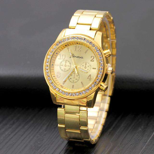 Gold New Watch Women Classic Geneva Luxury Ladies Watches Womens Full Steel Crystal Relogio Feminino Reloj Mujer Metal Wristwatch Utoper