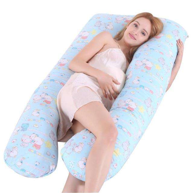 Blue Pregnant Women Sleeping Support Pillow Cotton Pillowcase U Shape Maternity Pillows Pregnancy Side Sleeper Bedding No Filler Utoper