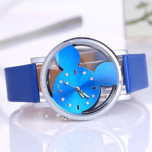 blue Relogio Feminino Luxo 2019 Ladies Watch With Crystals Clocks Women Luxury Quartz With Leather Mickey Mouse Kad N Saatleri New Utoper