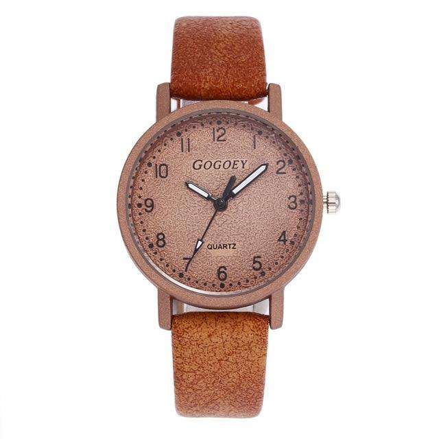brown Retro Design Women Watches Leather Band Quartz Wrist Watch Top Brand Luxury Fashion Clock Saat Drop Shipping montre femme Utoper