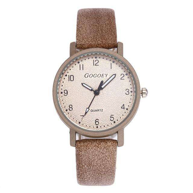 khaki Retro Design Women Watches Leather Band Quartz Wrist Watch Top Brand Luxury Fashion Clock Saat Drop Shipping montre femme Utoper