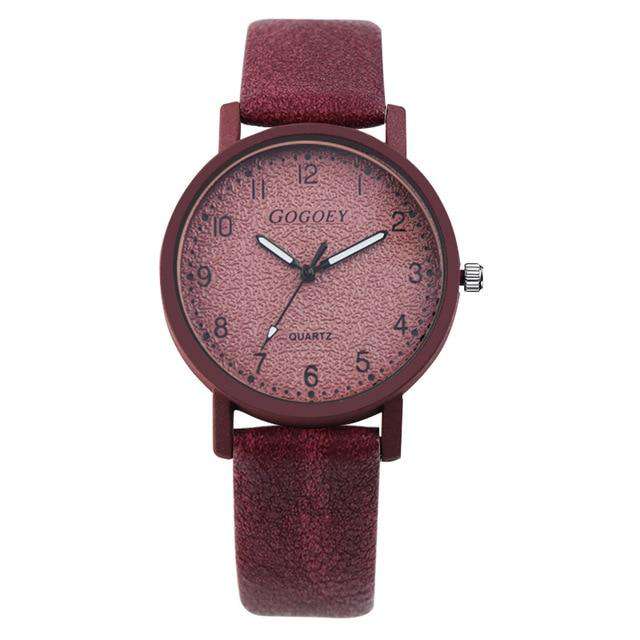 red Retro Design Women Watches Leather Band Quartz Wrist Watch Top Brand Luxury Fashion Clock Saat Drop Shipping montre femme Utoper