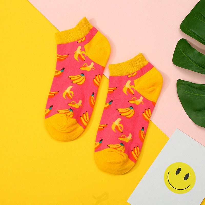 C4 Spring And Summer Fruit Socks Boat Socks Short Banana Watermelon Hot Fashion Girls Woman Socks Women's Socks Female Feet Socks Utoper