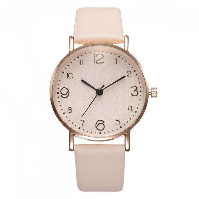 kh023-white Top Style Fashion Women's Luxury Leather Band Analog Quartz WristWatch Golden Ladies Watch Women Dress Reloj Mujer Black Clock Utoper