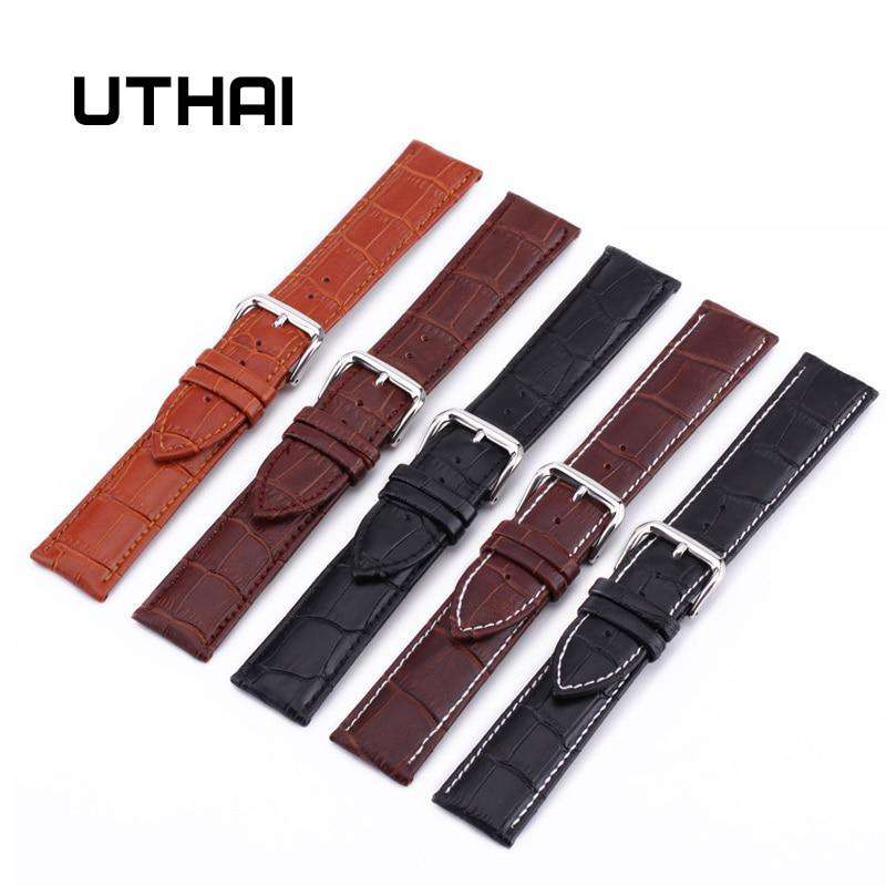 UTHAI Z08 Watch Band Genuine Leather Straps 10-24mm Watch Accessories High Quality Brown Colors Watchbands Utoper