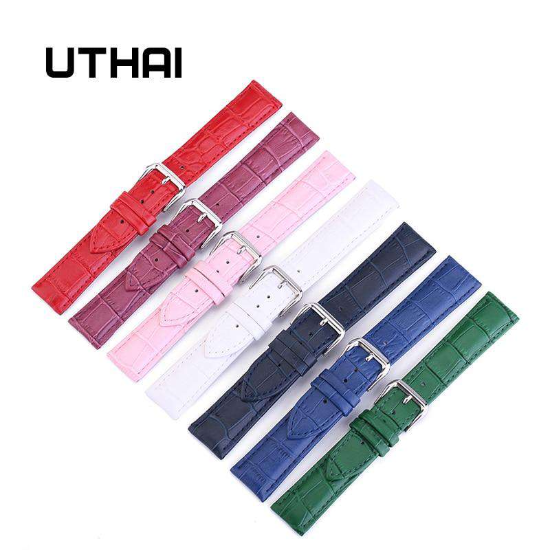 UTHAI Z11 New Watch Bracelet Belt Woman Watchbands Genuine Leather Strap Watch Band 10-24mm Multicolor Watch Bands Utoper