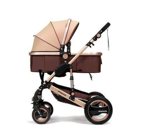 Russian-Federation-Khaki-gold-frame Wisesonle baby stroller 2 in 1 stroller lying or dampening folding light weight two-sided child four seasons Russia free shippin Utoper