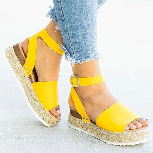 yellow-10.5 Women Sandals Plus Size Wedges Shoes For Women High Heels Sandals Summer Shoes 2019 Flip Flop Chaussures Femme Platform Sandals Utoper