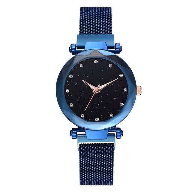 Blue Women Watches Rose Gold Starry Sky Luxury Magnetic Mesh Rhinestone Quartz Wristwatch Lady Female Diamond Watch relogio feminino Utoper