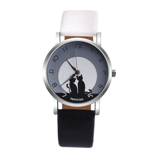 I Women's watches casual watches Leather Cute Cat Pattern Leather Watch women Ladies quartz wristwatches montre femme #D Utoper