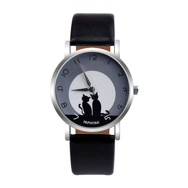 A Women's watches casual watches Leather Cute Cat Pattern Leather Watch women Ladies quartz wristwatches montre femme #D Utoper