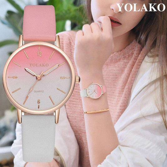 YOLAKO Women's Simple Leather Quartz Watch Women Ladies Dress Watch Students Casual Wristwatch Relojes Montre Femme Gift #b Utoper