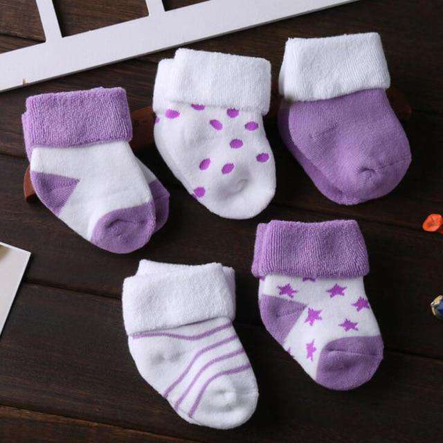5 Pair/lot new cotton thick baby toddler socks autumn and winter warm baby foot sock - Utoper